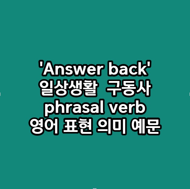 'Answer back' 일상생활 자주 사용하는 구동사 phrasal verb 영어 표현 의미 예문