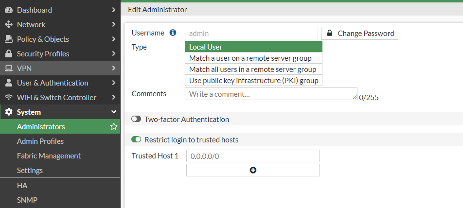2) Trusted host가 설정되어 있는 경우