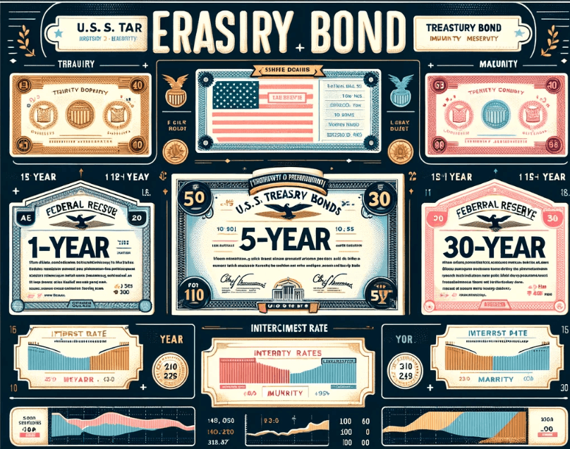 미국 국채의 만기별 차이를 시각적으로 알기 쉽게 표현한 인포그래픽