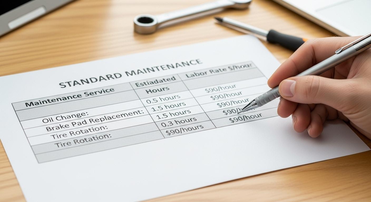 자동차 정비표준공임표