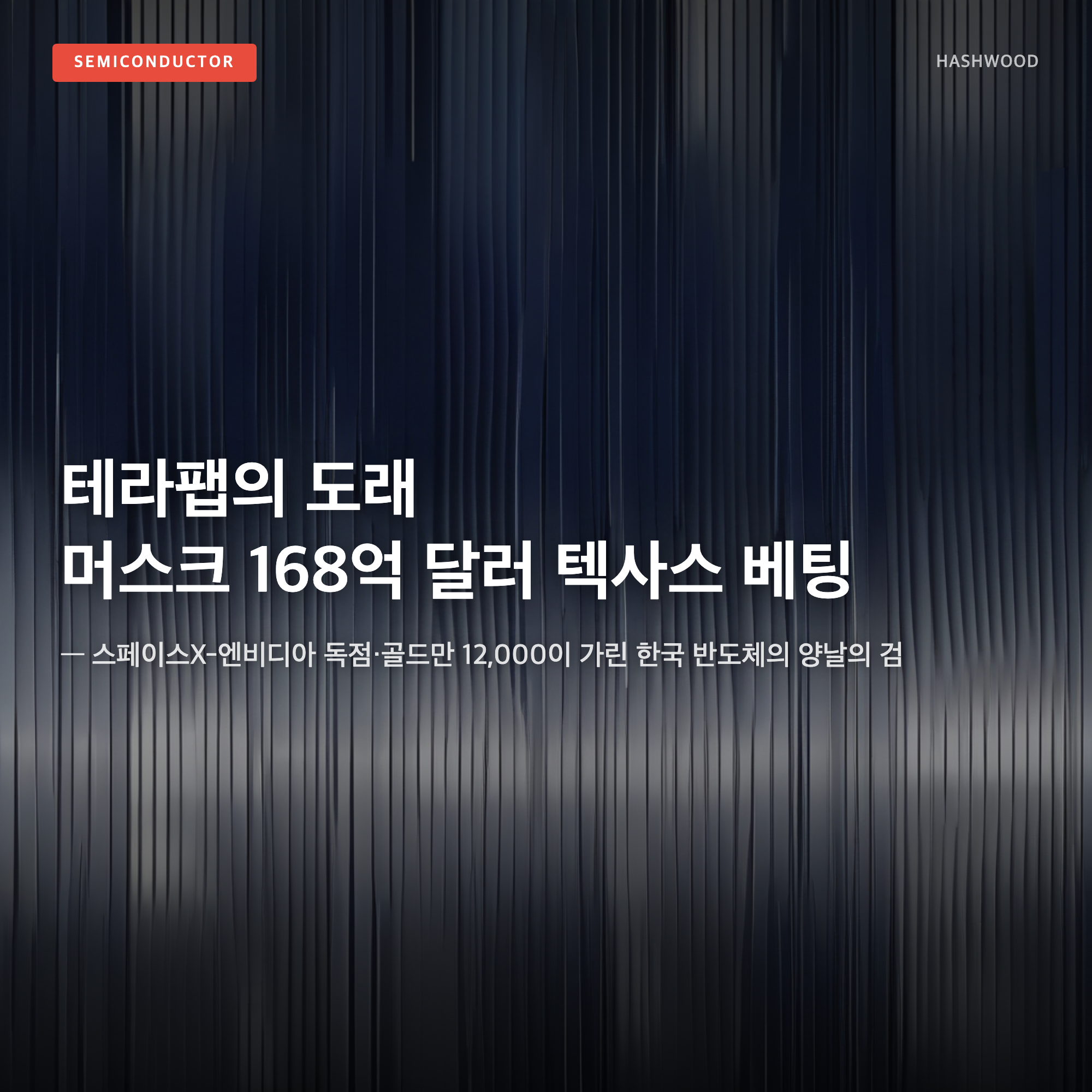 그림: 테라팹의 도래 머스크 168억 달러 텍사스 베팅 — — 스페이스X-엔비디아 독점·골드만 12,000이 가린 한국 반도체의 양날의 검