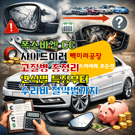 폭스바겐 CC 사이드미러 고질병 총정리 연식별 특징부터 수리비 절약법까지
