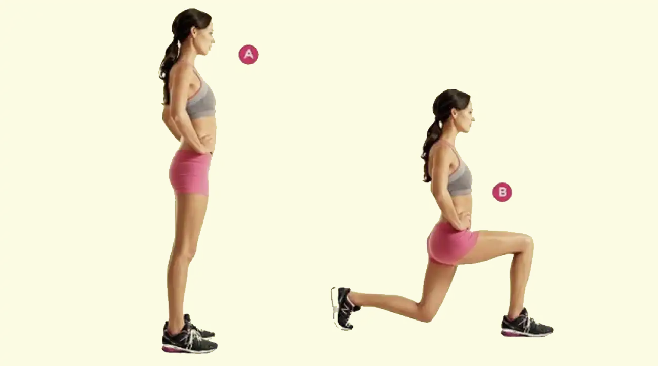 홈트레이닝-런지자세하는-여자