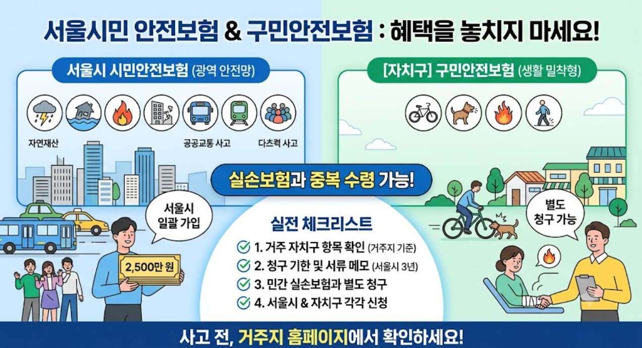 공짜 보험(시민안전보험) 실수담(자동가입, 중복청구, 실전활용)