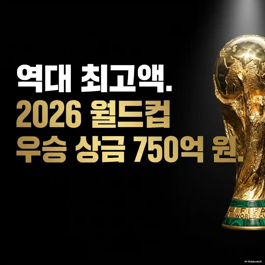 역대 최고액 2026 북중미 월드컵 우승 상금 750억 원을 강조한 FIFA 월드컵 트로피 썸네일