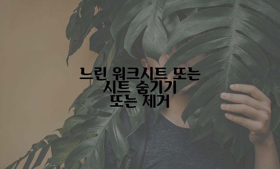 느린 워크시트 또는 시트 숨기기 또는 제거