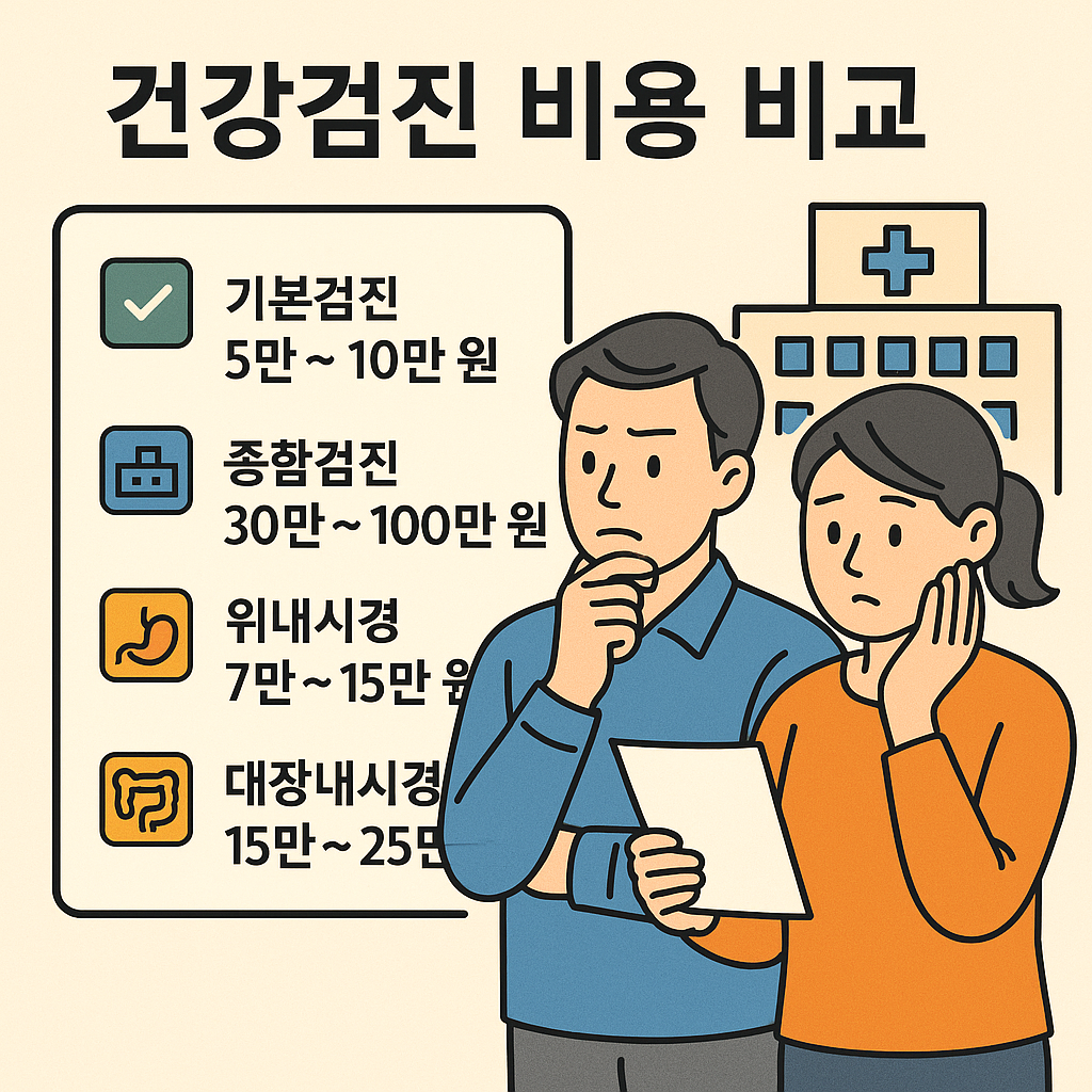 건강검진 비용표 비교 : 기본&middot;종합검진 평균 금액 정리