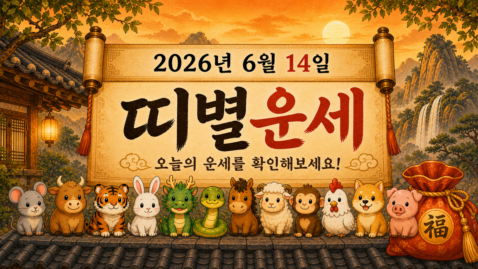 2026년 6월 14일 띠별운세 무료 보기 만세력 2D 이미지
