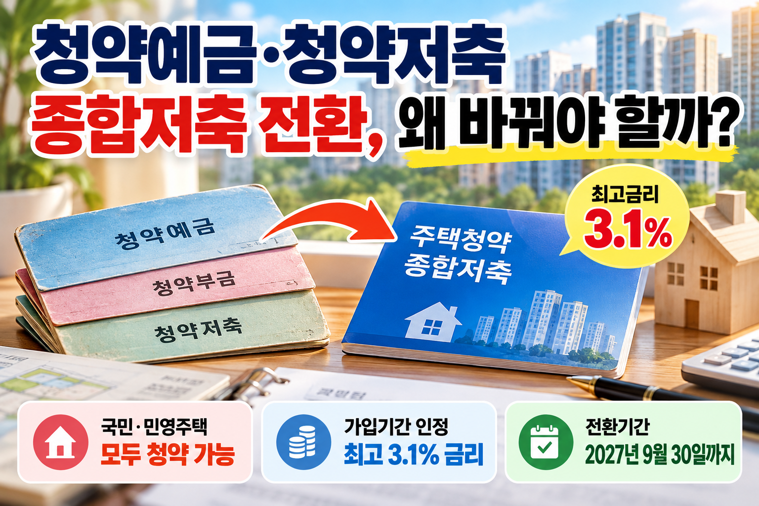 청약예금 청약저축 종합저축 전환 이유와 3.1% 금리 혜택
