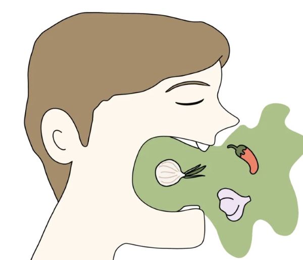 입냄세가 심한 모습 일러스트