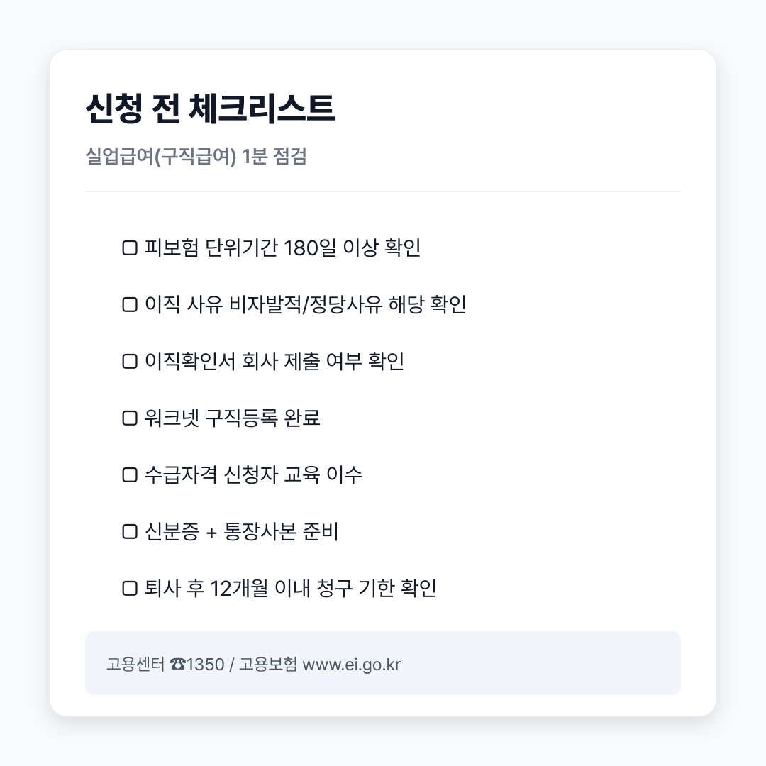 실업급여 신청 전 체크리스트