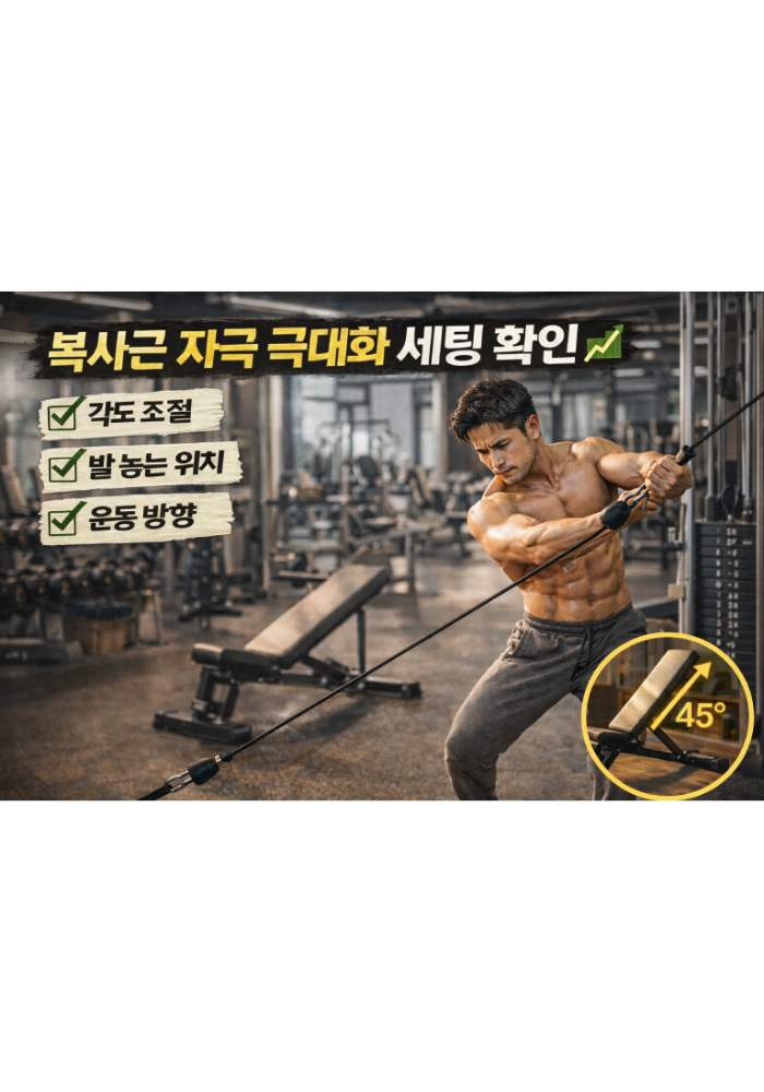 복사근 자극 극대화 세팅 확인