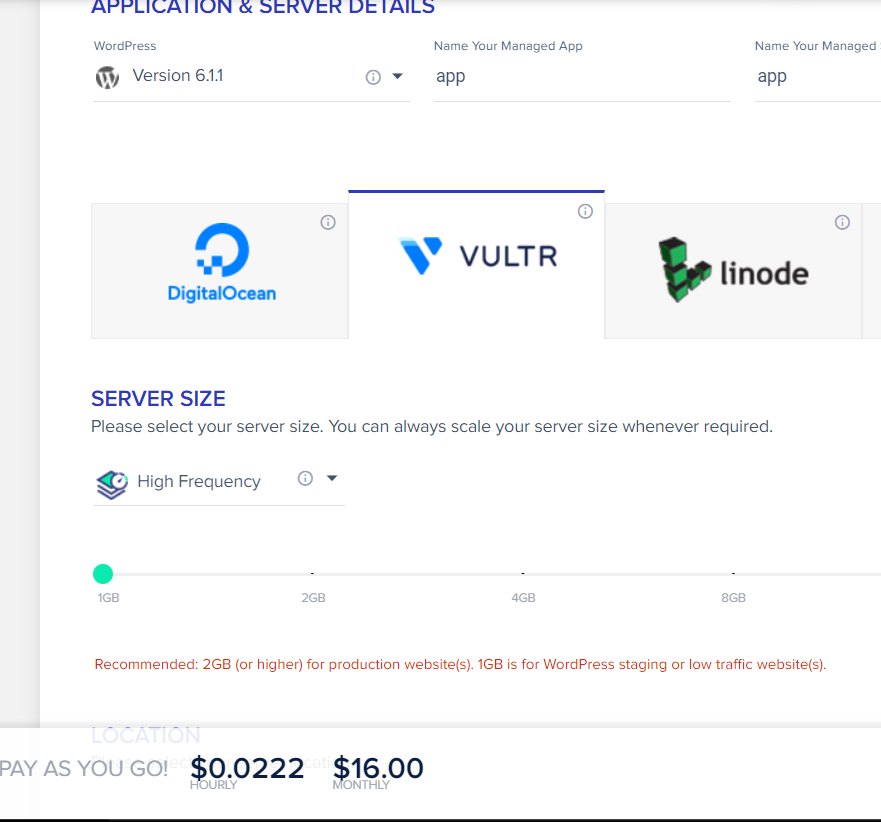 클라우드웨이즈 Vultr 요금
