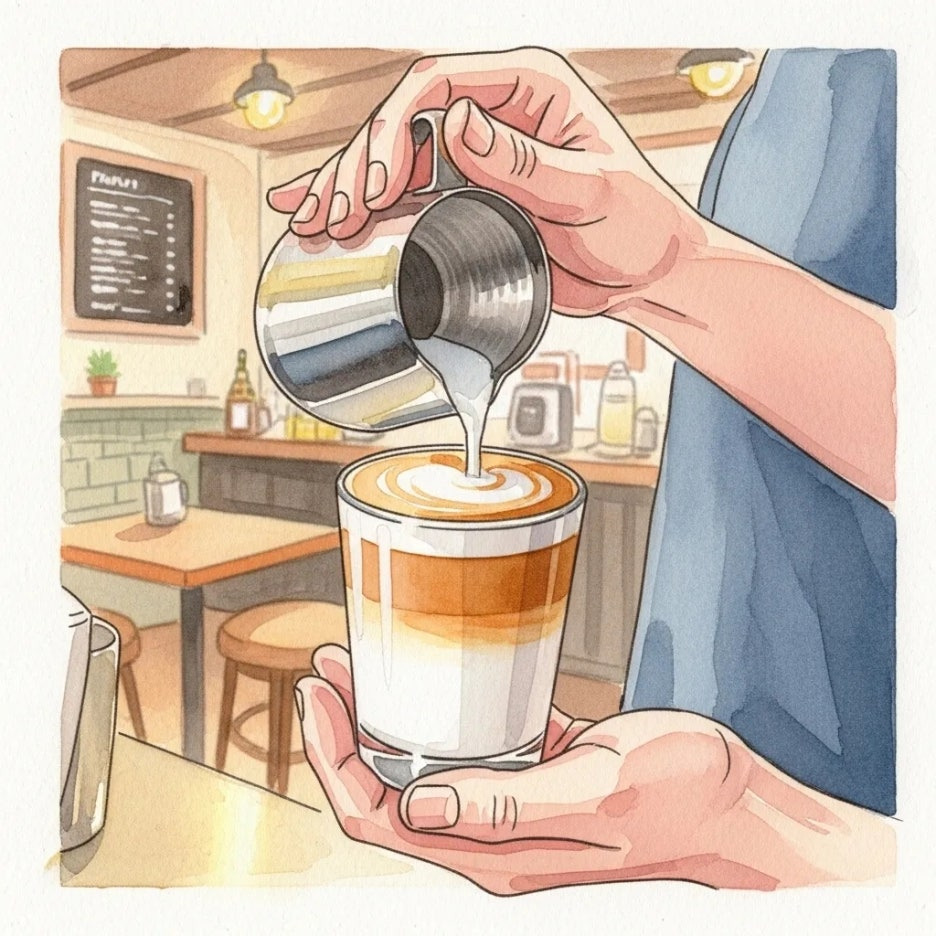 바리스타가 음료를 만드는 섬세한 손길