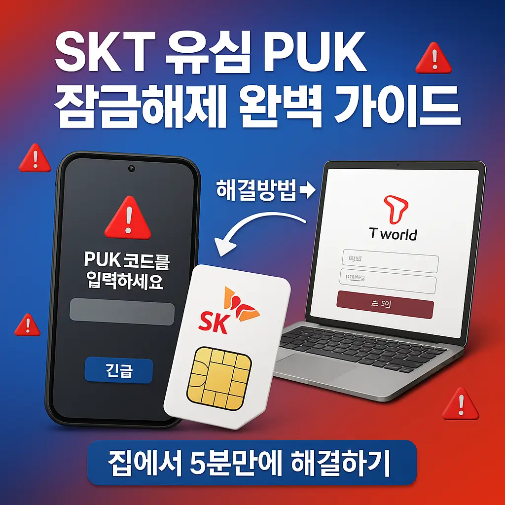 SKT 유심 PUK 잠금해제 완벽 가이드 집에서 5분만에 해결하기