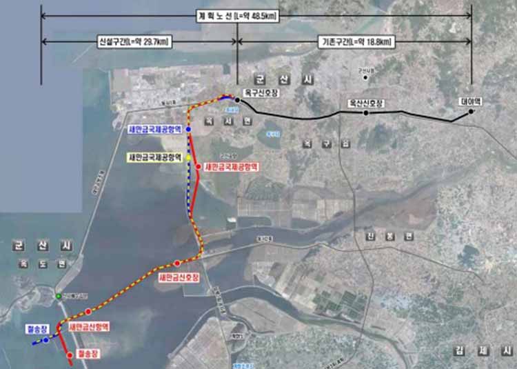 새만금 인입철도 노선도
