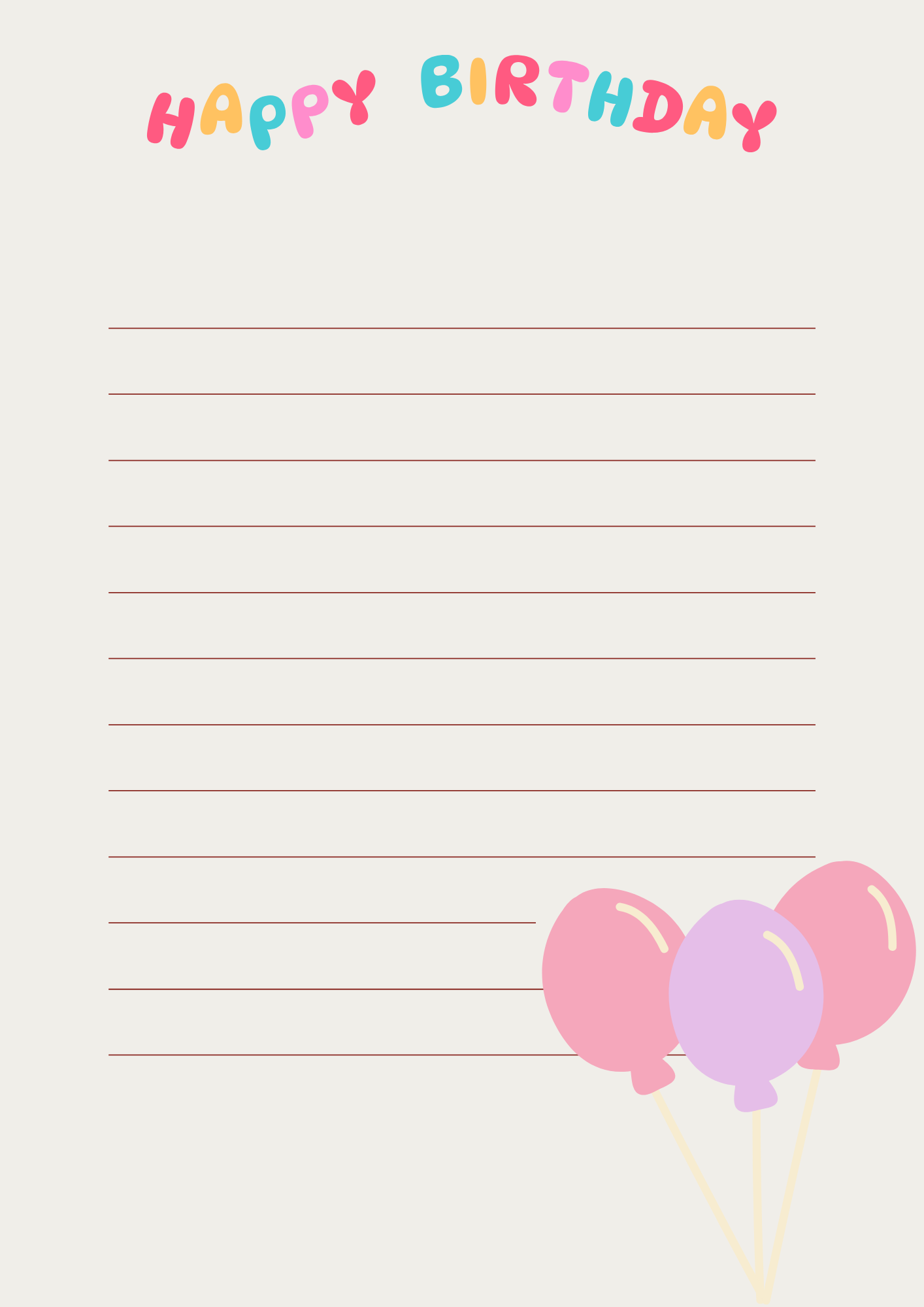 생일 편지지 무료 다운로드 PDF 파일 이미지
