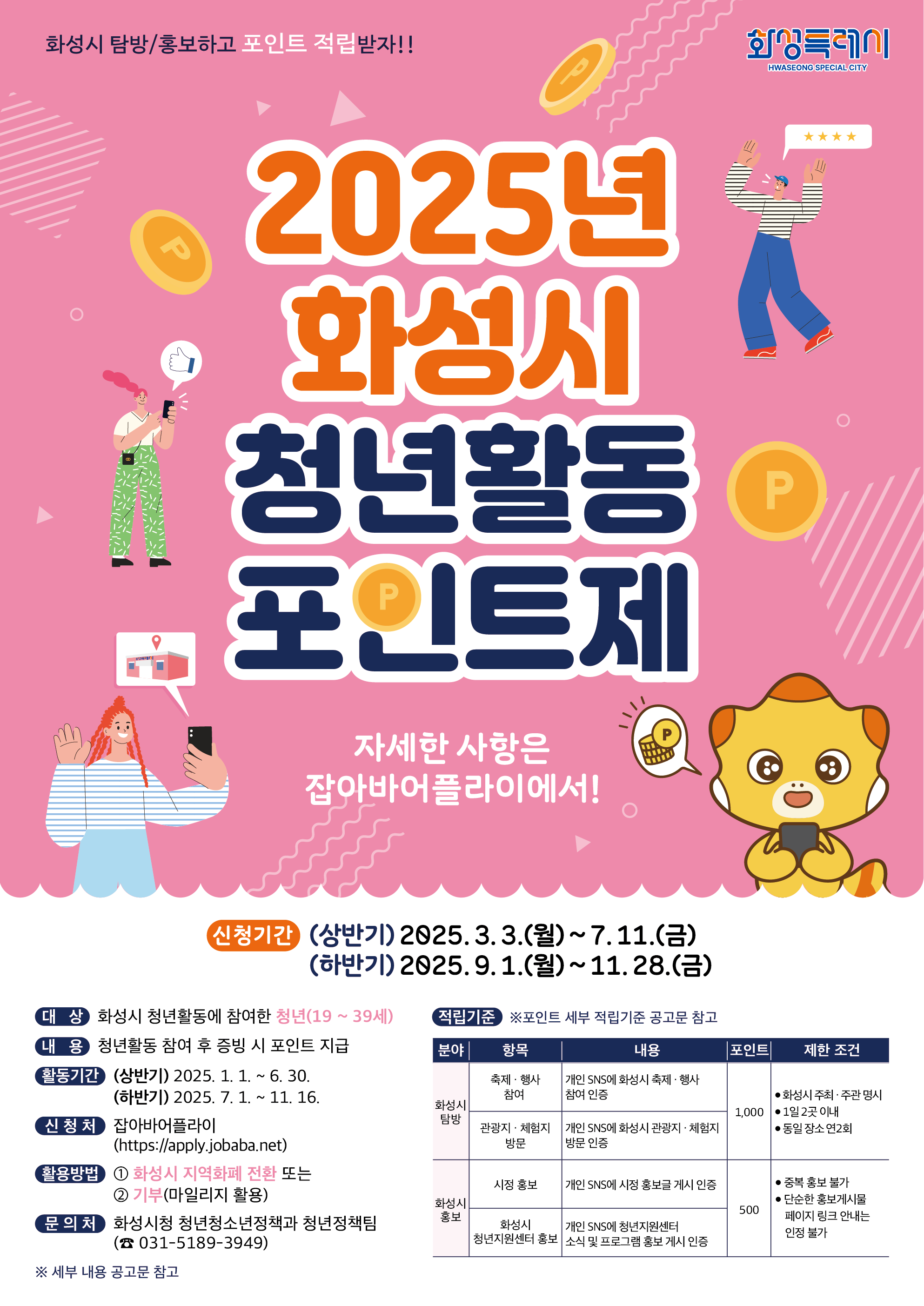 2025 화성시 청년활동포인트제 상반기 모집 시작! 청년혜택정보
