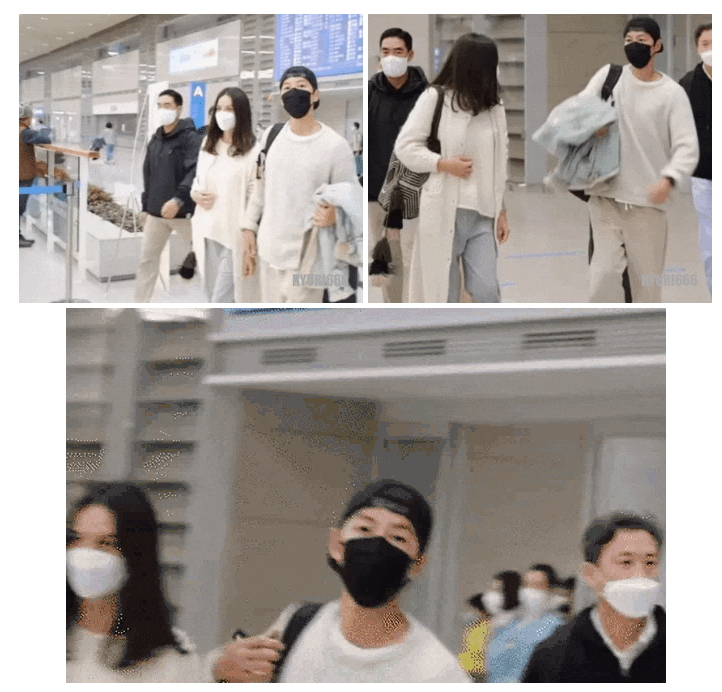 송중기와 케이티 루이스 사운더스의
인천공항 입국모습