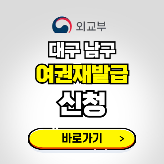 대구 남구 여권 재발급 온라인 신청하기 ❘ 비용 준비물 가격 기간 보기