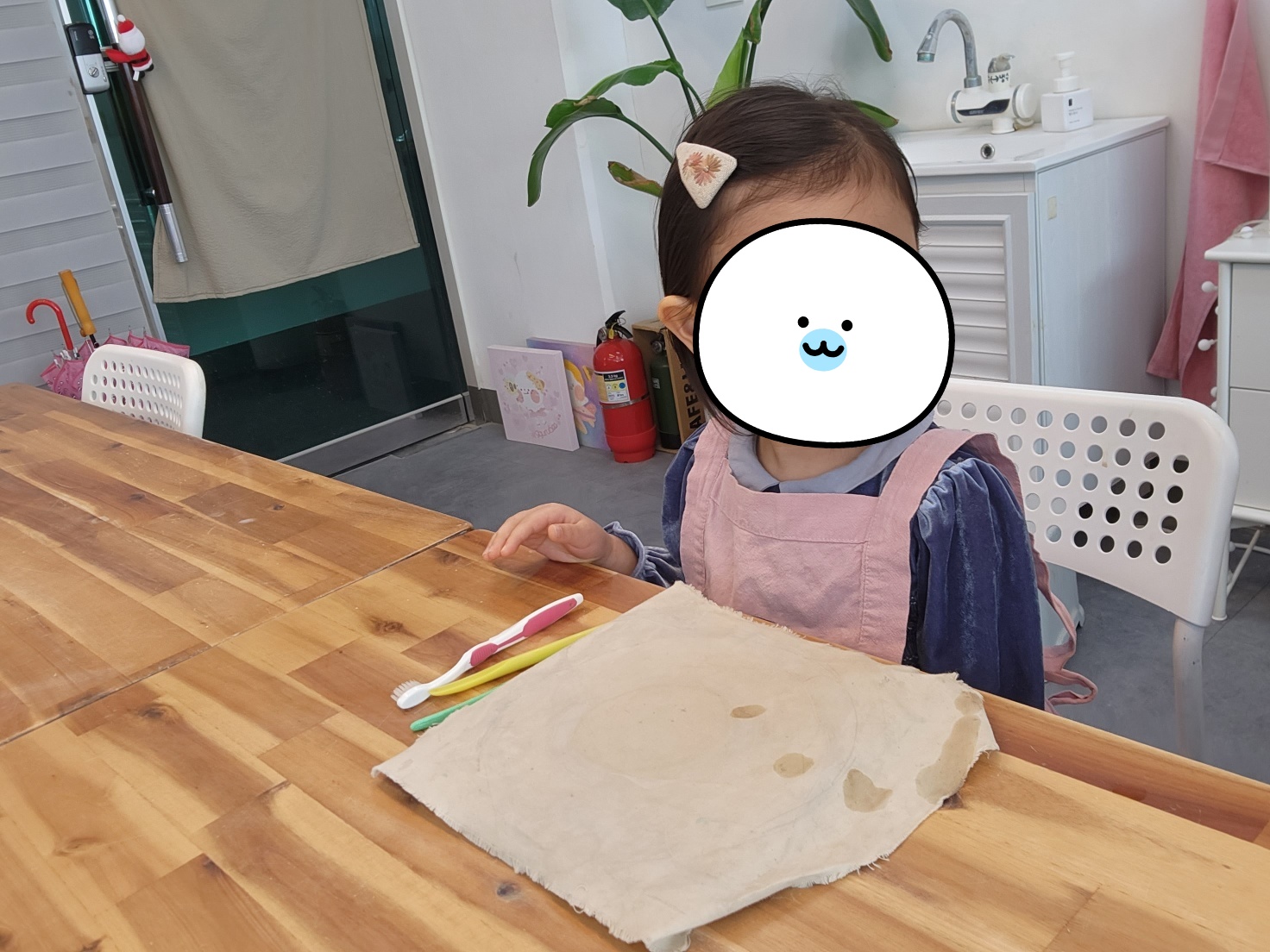 유치원에서 선생님이 찍어준 사진
