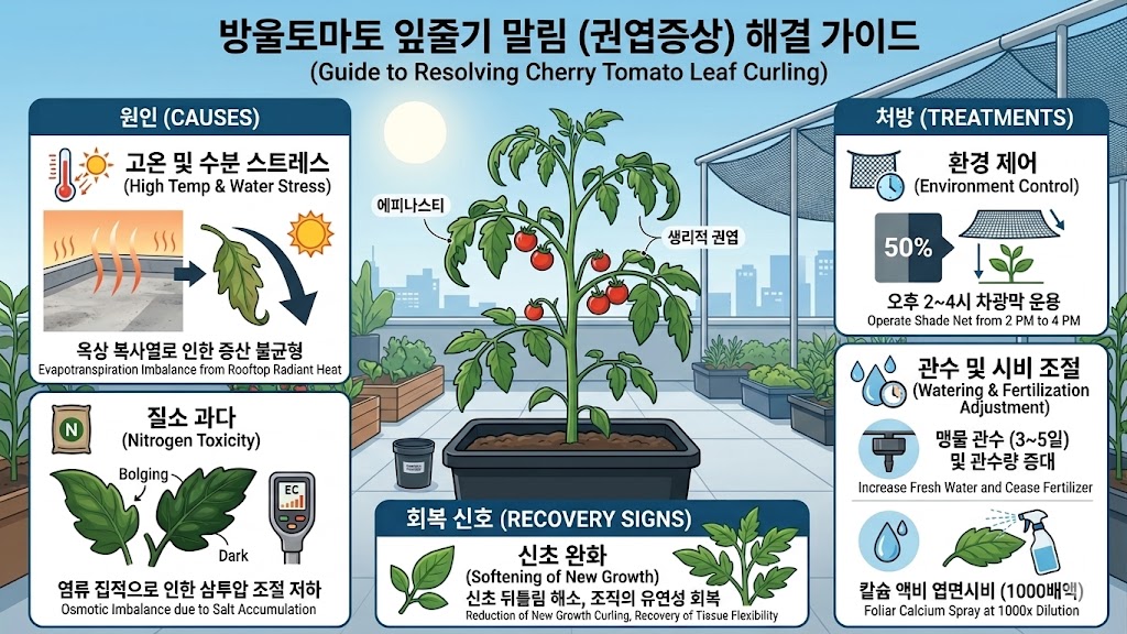 방울토마토 잎줄기 말림의 원인과 처방