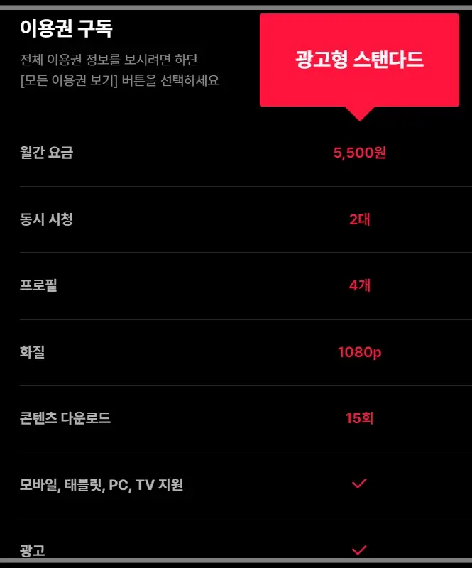 티빙-가격-요금제-종류-이용권-구독