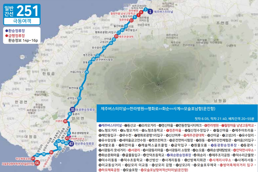제주도 버스노선 - 일반간선버스201, 202, 일반간선버스211, 212, 일반간선버스221, 222, 일반간선버스231, 일반간선버스232, 일반간선버스240, 일반간선버스251, 252, 253, 254, 255, 일반간선버스260, 일반간선버스270, 일반간선버스281, 282, 일반간선버스291, 292, 295