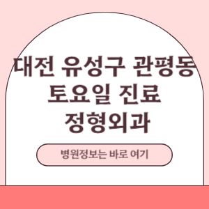 대전 유성구 관평동 토요일 정형외과 진료 병원