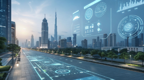 AI 기반 스마트 시티 건설 이미지입니다.