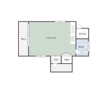 남해 편백자연휴양림 숲속의 집 5인실 배치도