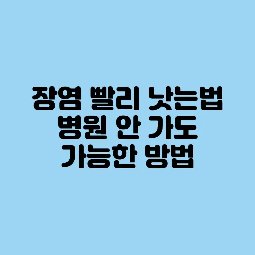 장염 빨리 낫는법 병원 안 가도 가능한 방법