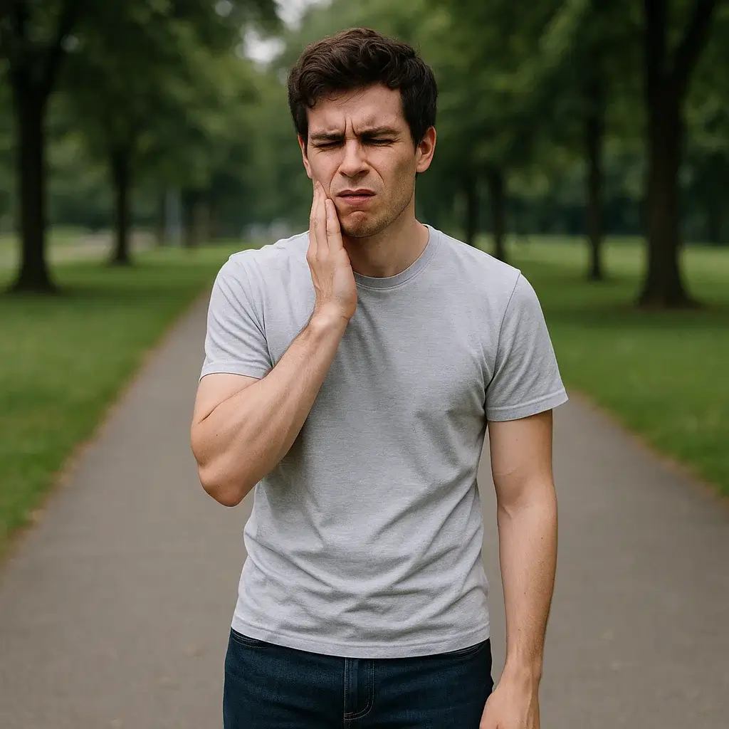 이갈이로 발생할 수 있는 턱관절 장애와 얼굴 비대칭 설명 이미지