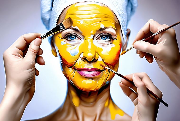 천연 피부 요법을 하고 있는 중장년 여성