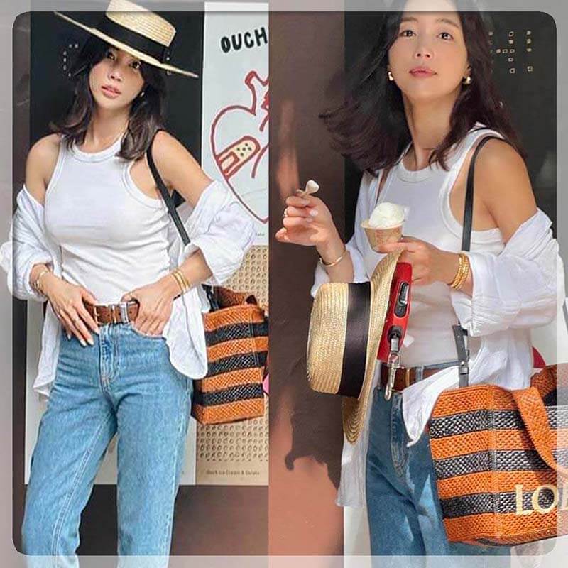 로에베 라탄백 라피아백