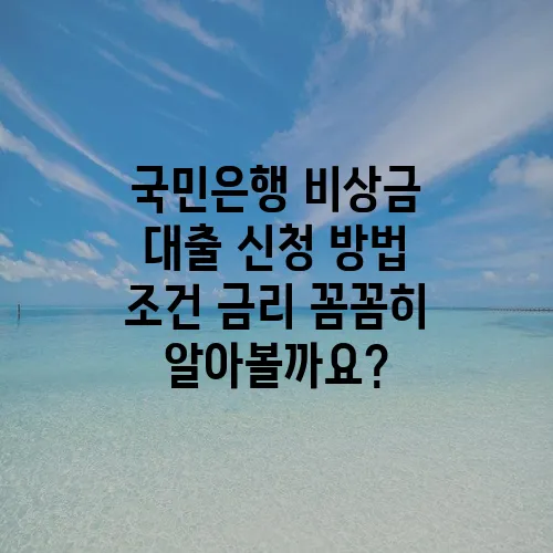 국민은행 비상금 대출 신청 방법 조건 금리 꼼꼼히 알아볼까요?