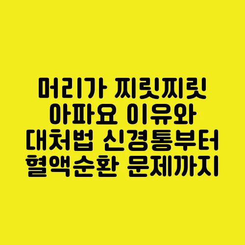 머리가 찌릿찌릿 아파요 이유와 대처법 신경통부터 혈액순환 문제까지
