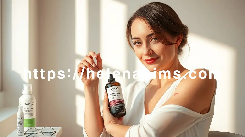 따뜻한 자연광이 비추는 깨끗한 공간에서, 차분하고 지적인 표정의 여성이 염색 전 준비를 하고 있다.