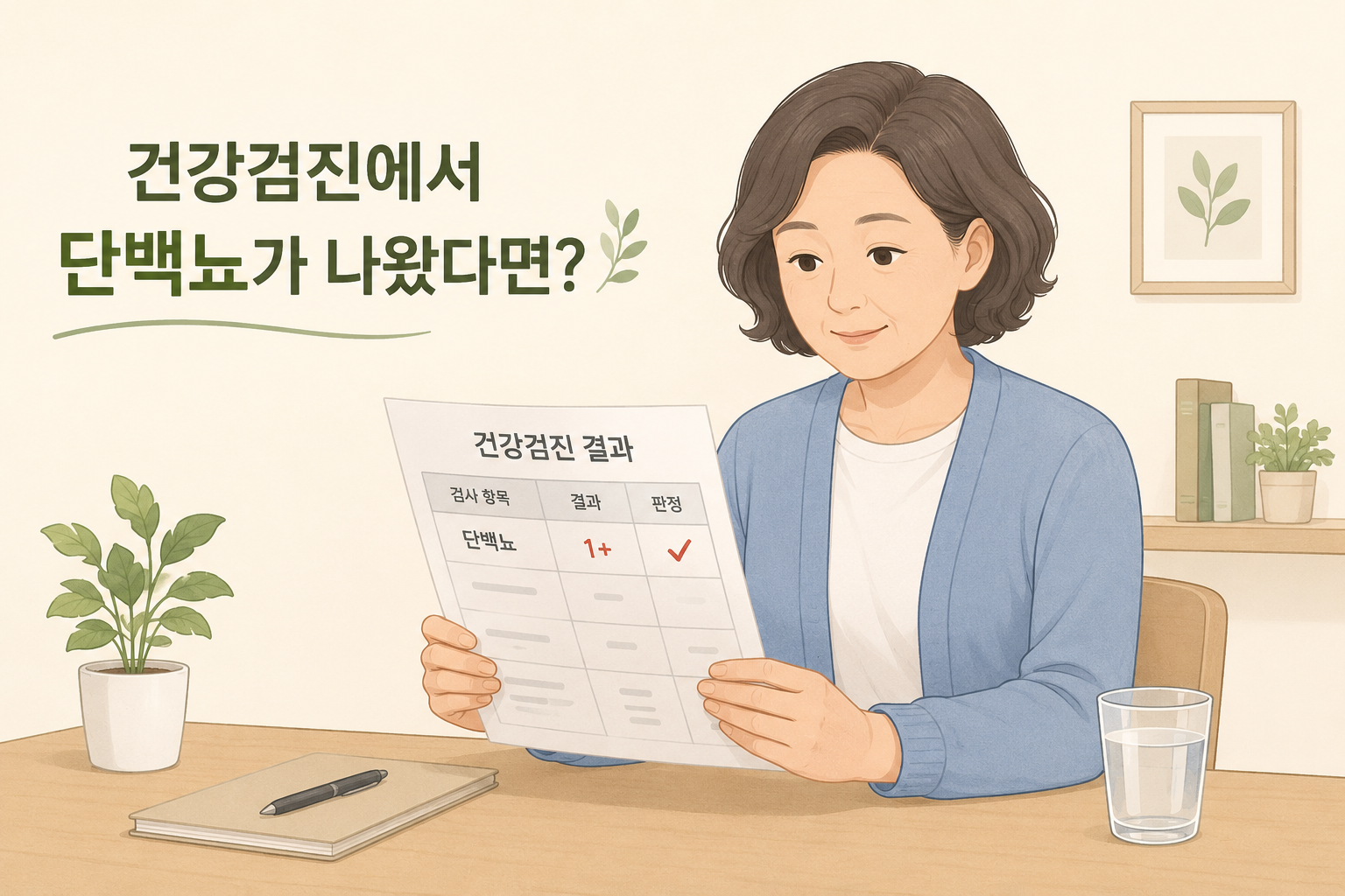 건강검진의 단백뇨 소견이 궁금한 중년여성