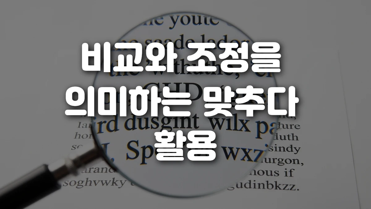 비교와 조정을 의미하는 맞추다 활용
