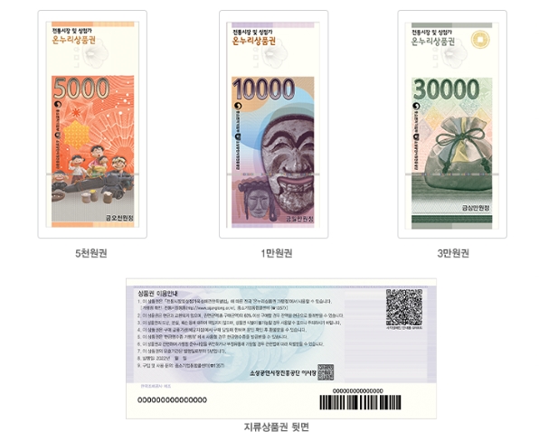 온누리상품권-지류종류