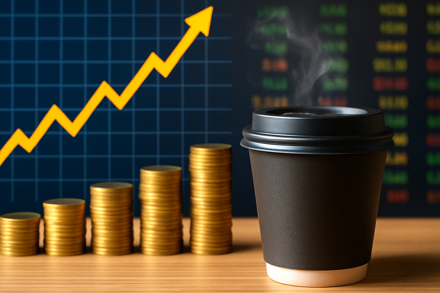 커피값과 주식 상승률 비교