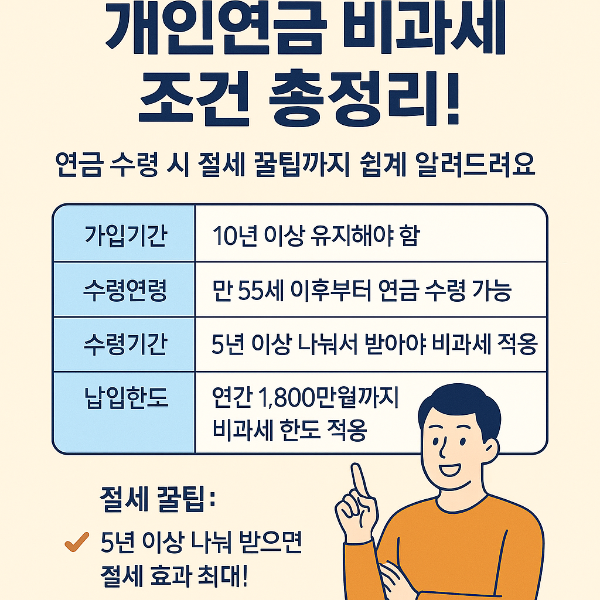 개인연금 비과세 조건 총정리! 연금 수령 시 절세 꿀팁까지