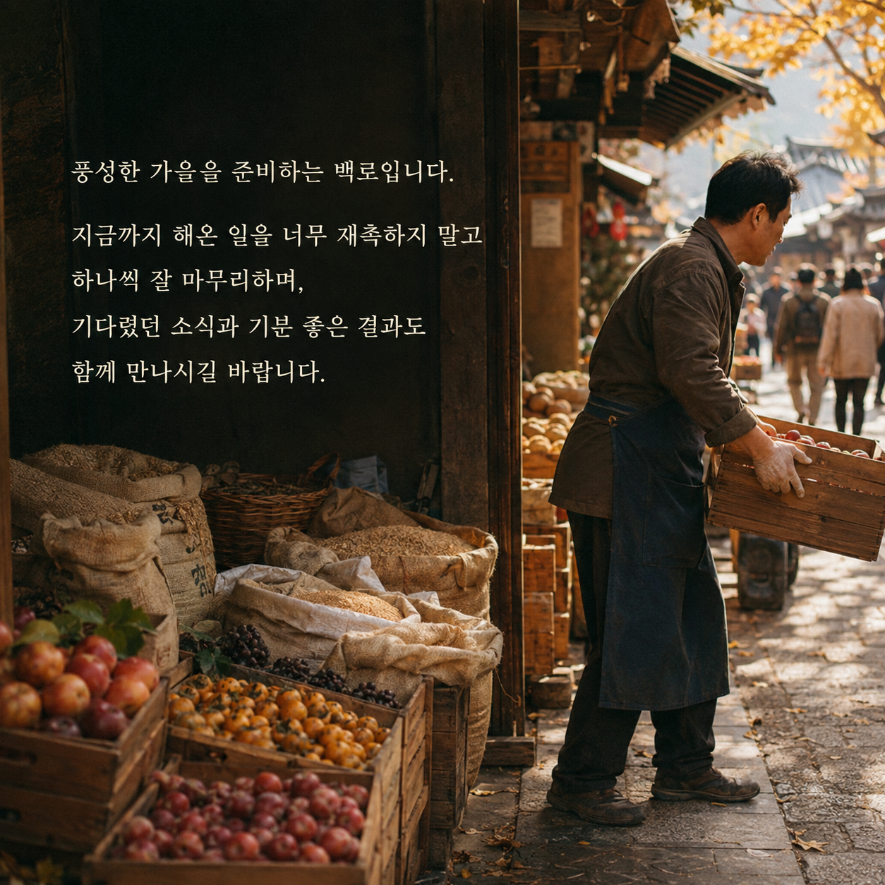 풍성한 가을을 준비하며 기다린 좋은 결과를 바라는 백로 절기 인사 이미지