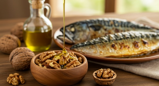 올리브유, 호두, 등푸른 생선