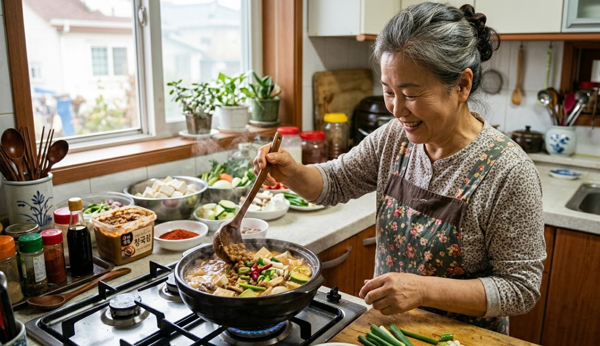 청국장 찌개는 한국 여성들이 쉽게 조리한다