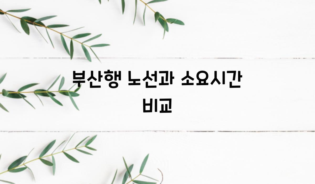 부산행 노선과 소요시간 비교