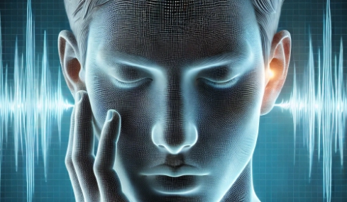 귀를 만지며 이명 증상을 느끼는 사람