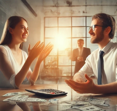 두사람이 웃으며 즐겁게 이야기 나누고 있는 모습