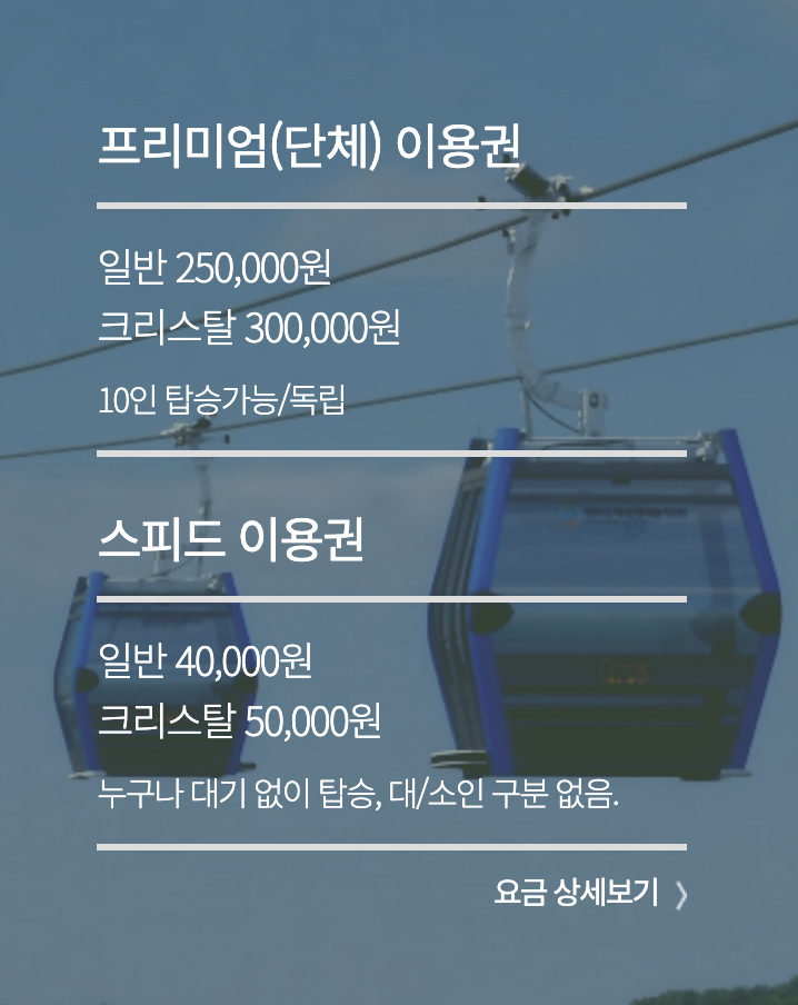 서해랑 제부도해상케이블카 이용요금